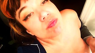 Slutty amateur flashing her big boobs in the backseat