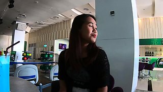 Thai GF bowling and fun at home after