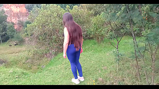 In the Forest Showing off and Letting Him Touch My Tits, Ass and My Huge Cameltoe