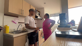 Maid with Huge Ass Cleans Apt Then Jerks Her Boss Part 1