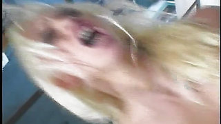 Busty Blonde Gets Her Pierced Cunt Screwed and Creampied by a Guy with Big Cock