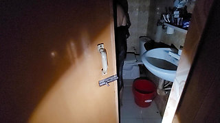 My stepsister was taking a shower with the door open and I was peeking in.