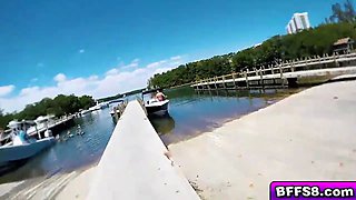 Gorgeous bikini babes got wild on a boat fuck