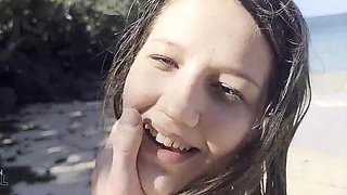 Charming Slim Brunette Porn-star Has Fun With Her Devoted Fan On the Beach