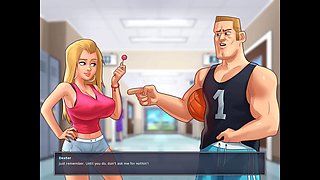 University summer adventures with big boobed students in Summertime Saga