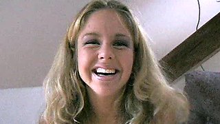Blonde tight pussy babe solo toy fun in glamour masturbation