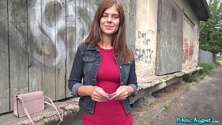 Tiffany shows her white panties on the street