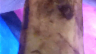 Fucking My Black Hairy Pussy with a Banana Load Moaning Orgasms
