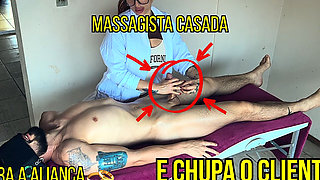 Married Masseuse Takes off Wedding Ring and Gag on Milk - Explosive Happy Ending Massage