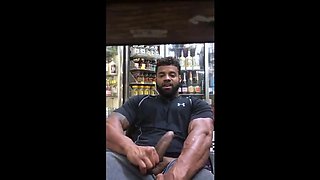 Black Stud Strokes His Big Cock Outdoors
