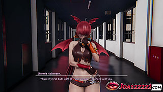 Shermie as Red Succubus in 3D Hentai - Big Tits & Ass Cosplay, Pussy Licking, Breast Massage, and Sitting Fingering Squirt