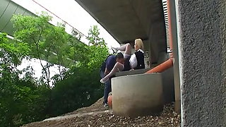 Amazing blonde German doll fucked under the bridge