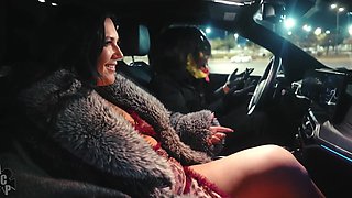 Phat-assed Brunette BBW Alex Blair Goes Nuts In the City At Night, Having Fun With Gibby The Clown