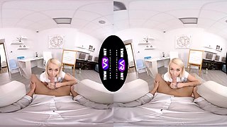 Blonde Fucks Way Through Lesson; Student Tutor Schoolgirl Teen Platinum Blonde Curvy Blowjob Cowgirl Desk