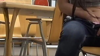 Library Squirts All Over Her Face & Swallow Squirt!
