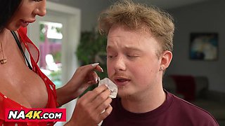 Big Tit MILF Nikita Reznikova gives son s friend breakfast before head