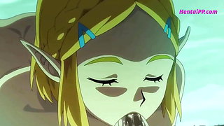 Zelda Elf Blonde Girl Quick Blowjob In Pool - HENTAI Uncensored