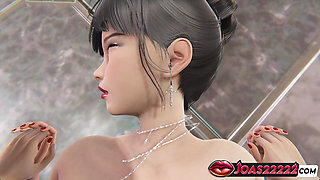 Hot Teen With Big Tits In Black Dress Fuck On The Floor In Hotel Hall And Near Hostess Stand 3D Porn Animation