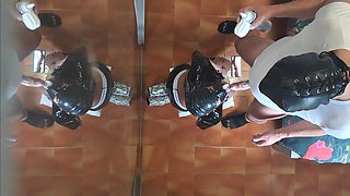 MILF in Sexy Clothes, Stockings and High Heels Fucked in the Mouth and Doggy Style with Repeated Orgasms