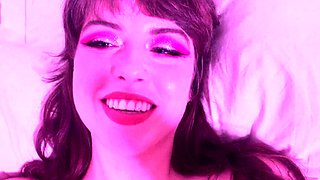 Amateur young brunette enjoys dildo on solo masturbation