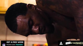 White skinny bitch get pounded by BBC on the kitchen table