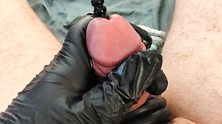 Drilling my peehole with ribbed black silicone