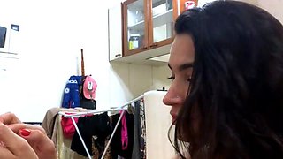 Hot amateur busty brunette masturbate in webcam