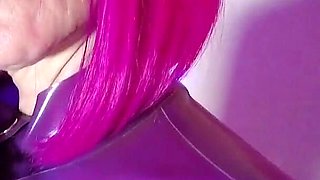 Dominatix Eva Latex Femdom Fetish Purple Rubber Big Ass MILF BDSM Solo Fuck Machine Hot High Heels