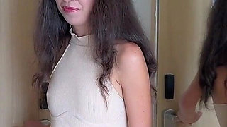 Girl Complains About Her Neighbor That He Fucks Too Loudly and Ends up Getting Fucked by Him