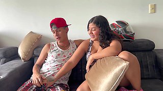 I arrive at my parents' house and my stepsister is alone...we start talking and end up laughing very deliciously while rubbing her delicious pussy...