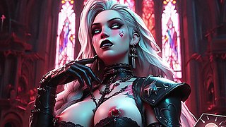 Gangbang with Vampire Woman, Gothic Sex, Mating, Double Blowjob, Group Sex BBC, Anal Fuck, Slave Hardcore Sex Fantasy Castle