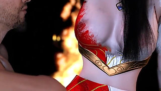 3D Cute Sexy Cosplay Queen Cheating with Old Big Cock