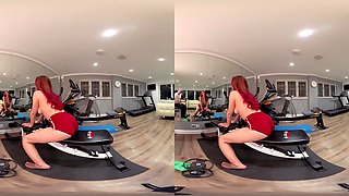 Busty Redhead Gym Scene