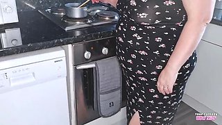 Homemade BBW Wife in Sheer Pantyhose - Mature MILF Shows Big Ass & Hairy Pussy