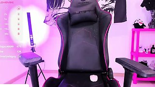 Blonde in a bra panties and thigh high stockings