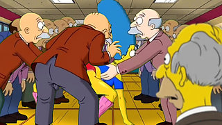 Dirty Orgy of Housewife Mrs. Sinpsom with Old Men at the Casting. Cartoon Parody