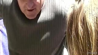 Vintage hot girl gagging on hard prick