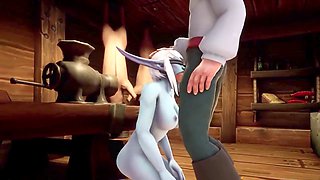 Elf gets it on with a night elf in the kitchen in this Warcraft parody