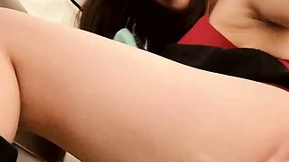 Blonde tight pussy babe solo toy fun in glamour masturbation