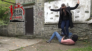 Slave Trampled Hard with Rubber Boots