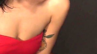 Aimee Black gets to suck huge cock from dick holes