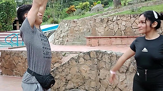 Personal trainer with big cock eats my pussy - Porn in English