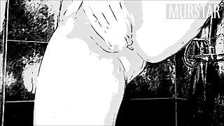 Cartoon  girl with dildo in shower...