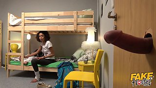 Fake hostel - a gloryhole shows up before squirting orgasms in crazy three way!!!