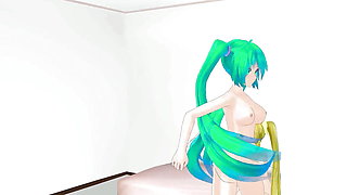 Miku Hatsune Nude Dancing Conqueror Song Vocaloid Mmd 3D Emerald Hair Color Edit Smixix