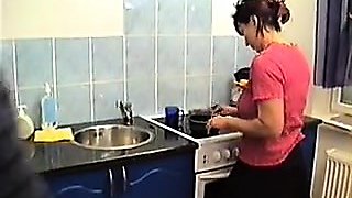 Stepmom seduce her boy in kitchen PT1- More On HDMilfCam.com