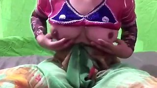 Simran Playing with her Huge milky boobs