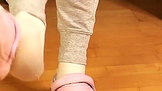 Dirty White Socks - Dangling and Foot Tease in Sweats