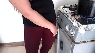 My Stepmom Shows Me Her Giant Cameltoe in the Kitchen She Wants to Seduce Me to Fuck Her