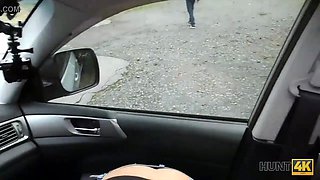 HUNT4K. Beauty fucked hard in car while BF received stack of cash